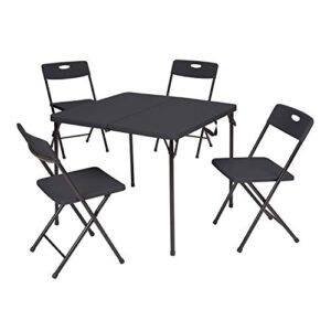 VA Mainstays 5 Piece Resin Plastic Card Table and Four Chairs Set, Black