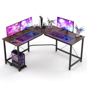 l-shaped desk computer corner desk, l shaped home office desk, large gaming desk sturdy writing desk writing workstation, simple modern gaming desk, walnut