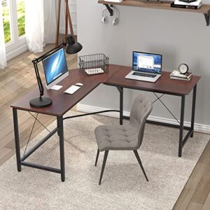 L-Shaped Desk Computer Corner Desk, L Shaped Home Office Desk, Large Gaming Desk Sturdy Writing Desk Writing Workstation, Simple Modern Gaming Desk, Walnut