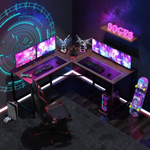 L-Shaped Desk Computer Corner Desk, L Shaped Home Office Desk, Large Gaming Desk Sturdy Writing Desk Writing Workstation, Simple Modern Gaming Desk, Walnut