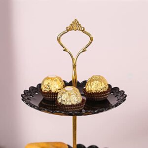4 Pieces Plastic Cake Stand Set with 2pcs Large 3-Tier Cupcake Stands + 2pcs Appetizer Trays Perfect for Wedding Halloween Birthday Baby Shower Tea Party(Black)