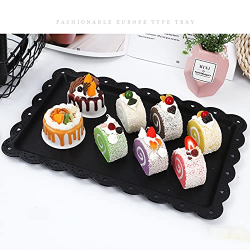 4 Pieces Plastic Cake Stand Set with 2pcs Large 3-Tier Cupcake Stands + 2pcs Appetizer Trays Perfect for Wedding Halloween Birthday Baby Shower Tea Party(Black)