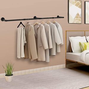 Tanice Clothes Rack Wall Mounted Clothes Rail 178cm Space-Saving Heavy Duty Industrial Pipe Clothes Bar Rack Rustic Hanging Garment Rack for Bedroom, Living room, Laundry Room