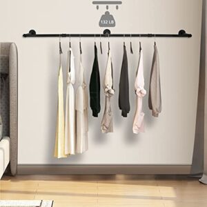 Tanice Clothes Rack Wall Mounted Clothes Rail 178cm Space-Saving Heavy Duty Industrial Pipe Clothes Bar Rack Rustic Hanging Garment Rack for Bedroom, Living room, Laundry Room