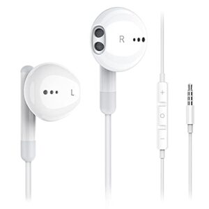 wired earbuds with microphone, kimwood wired earphones in-ear headphones hifi stereo, powerful bass and crystal clear audio, compatible with iphone, ipad, android, computer most with 3.5mm jack(clear)