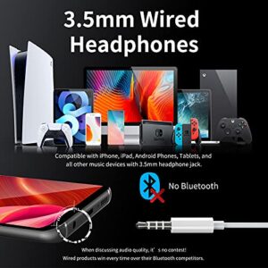 Wired Earbuds with Microphone, Kimwood Wired Earphones in-Ear Headphones HiFi Stereo, Powerful Bass and Crystal Clear Audio, Compatible with iPhone, iPad, Android, Computer Most with 3.5mm Jack(Clear)