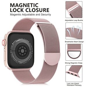 🌈🌈🌈OULUOQI for Apple Watch Band Series Ultra SE 8 7 6 5 4 3 2 1 38mm 40mm 41mm 42mm 44mm 45mm 49mm Women and Men, Stainless Steel Mesh Loop Magnetic Clasp Replacement for iWatch Band ( 38mm/40mm/41mm Rose Gold）
