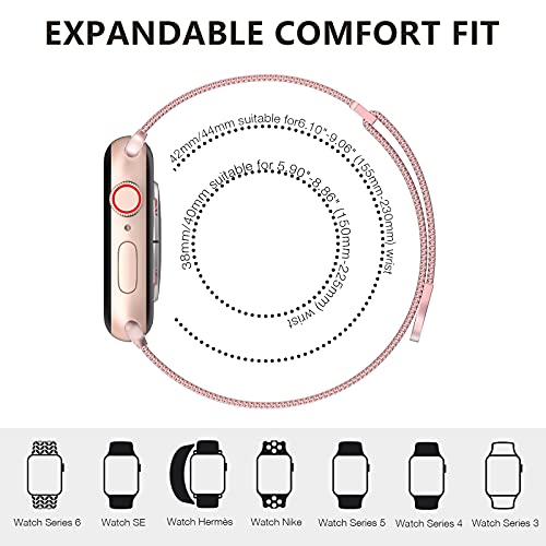 🌈🌈🌈OULUOQI for Apple Watch Band Series Ultra SE 8 7 6 5 4 3 2 1 38mm 40mm 41mm 42mm 44mm 45mm 49mm Women and Men, Stainless Steel Mesh Loop Magnetic Clasp Replacement for iWatch Band ( 38mm/40mm/41mm Rose Gold）