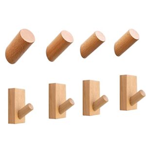 eardion 8 pieces of wooden coat and hat bathroom hook wall retro single storage hanging hanger, beech wood square and mid-slope handmade craft bath towel hat hanger