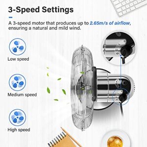 Simple Deluxe 12 Inch Stand Fan, Horizontal Ocillation 75°, 3 Settings Speeds, Low Noise, Quality Made Durable Fan, High Velocity, Heavy Duty Metal For Industrial, Commercial, Residential, Silver