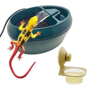 qiulogfen reptile chameleon tavern waterer with pump to simulate outdoor live water waterfall with suspended feeding basin, suitable for amphibians, lizards, turtles, snakes, spiders, frogs, geckos