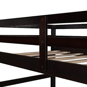 Harper & Bright Designs Wood Twin Bunk Bed for Kids, Twin Over Twin Bunk Bed Frame with Trundle and Staircase, Espresso