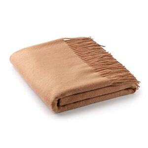 velanio cashmere throw blanket with fringe | 60 x 54 inch super soft warm blankets & throws for home, travel | makes a high end, thoughtful gift idea | (camel)
