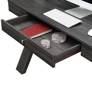 Convenience Concepts Newport 1 Drawer Desk, Weathered Gray