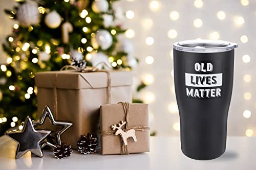 Old Lives Matter Tumbler - Funny Gifts for Men - Gag Gifts for Men, Adults - Funny Birthday Gifts for Men, Dad, Grandpa - Retirement Gifts for Men - Old Man Gifts - Cool Gifts for Dads (Black, 20 oz)