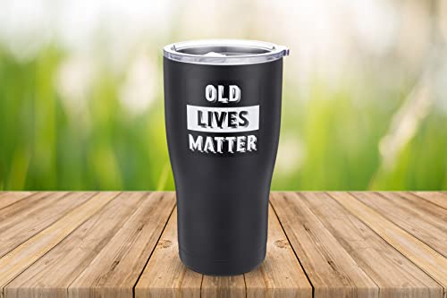 Old Lives Matter Tumbler - Funny Gifts for Men - Gag Gifts for Men, Adults - Funny Birthday Gifts for Men, Dad, Grandpa - Retirement Gifts for Men - Old Man Gifts - Cool Gifts for Dads (Black, 20 oz)