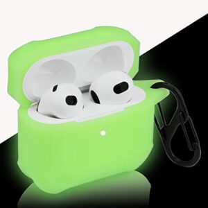 airpod case cover replacement for airpods 3rd generation / 3 gen 2021, green silicone protective skin sleeve accessory glow in dark - lefxmophy