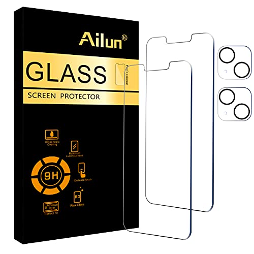 Ailun 2 Pack Screen Protector for iPhone 13 [6.1 inch Display] with 2 Pack Tempered Glass Camera Lens Protector,[9H Hardness]-HD[4 Pack]