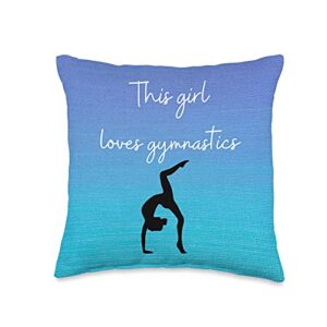 gymnastics handstand "this girl loves gymnastics" throw pillow