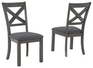 signature design by ashley myshanna dining uph side chair (2/cn), 20"w x 24"d x 38"h, antique gray