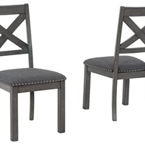 Signature Design by Ashley Myshanna Dining UPH Side Chair (2/CN), 20"W x 24"D x 38"H, Antique Gray