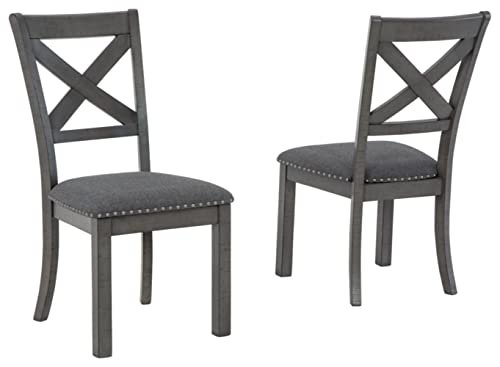 Signature Design by Ashley Myshanna Dining UPH Side Chair (2/CN), 20"W x 24"D x 38"H, Antique Gray