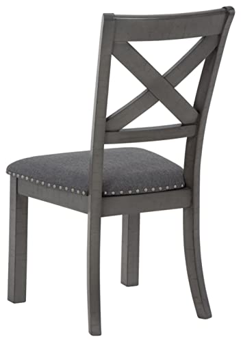 Signature Design by Ashley Myshanna Dining UPH Side Chair (2/CN), 20"W x 24"D x 38"H, Antique Gray