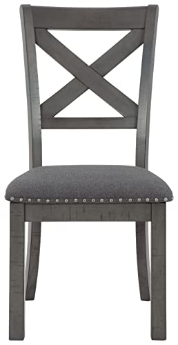 Signature Design by Ashley Myshanna Dining UPH Side Chair (2/CN), 20"W x 24"D x 38"H, Antique Gray