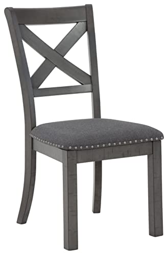 Signature Design by Ashley Myshanna Dining UPH Side Chair (2/CN), 20"W x 24"D x 38"H, Antique Gray