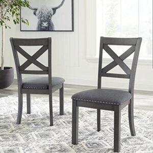 Signature Design by Ashley Myshanna Dining UPH Side Chair (2/CN), 20"W x 24"D x 38"H, Antique Gray