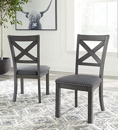 Signature Design by Ashley Myshanna Dining UPH Side Chair (2/CN), 20"W x 24"D x 38"H, Antique Gray