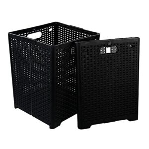 morcte 2-pack 42 l folding laundry basket, plastic towel hamper for wet towels, black