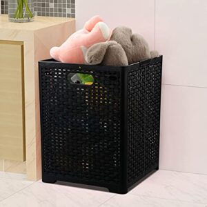 Morcte 2-Pack 42 L Folding Laundry Basket, Plastic Towel Hamper for Wet Towels, Black