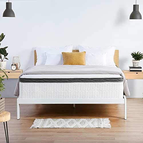 Oleesleep 13 Inch Dual Layered Gel Hybrid Memory Foam Mattress, CertiPUR-US Certified. Gray, Queen