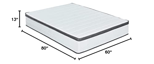 Oleesleep 13 Inch Dual Layered Gel Hybrid Memory Foam Mattress, CertiPUR-US Certified. Gray, Queen