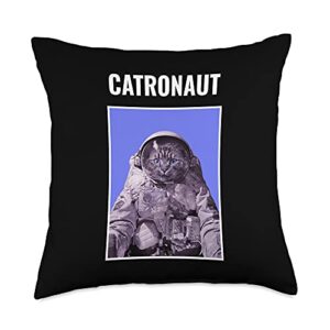 catronaut space cat gift catronaut space astronaut cat meme throw pillow, 18x18, multicolor