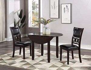 new classic furniture gia drop leaf dining table with two chairs, 42", ebony,ec-sovkydyffo