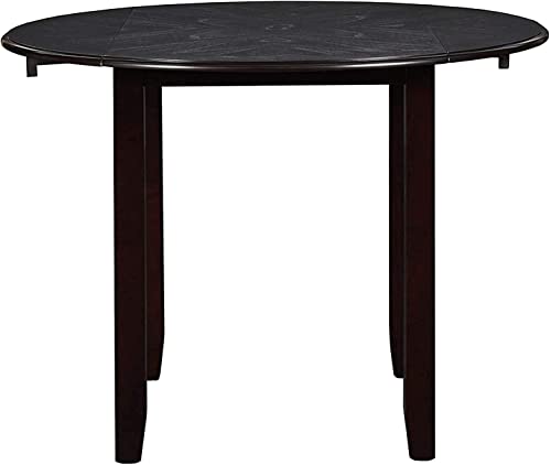 New Classic Furniture Gia Drop Leaf Dining Table with Two Chairs, 42", Ebony,EC-SOVKYDYFFO