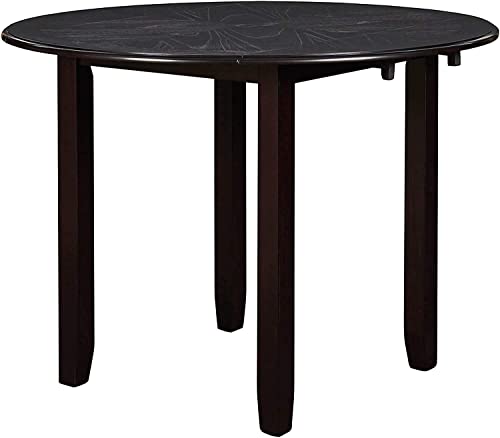 New Classic Furniture Gia Drop Leaf Dining Table with Two Chairs, 42", Ebony,EC-SOVKYDYFFO