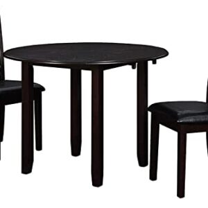 New Classic Furniture Gia Drop Leaf Dining Table with Two Chairs, 42", Ebony,EC-SOVKYDYFFO