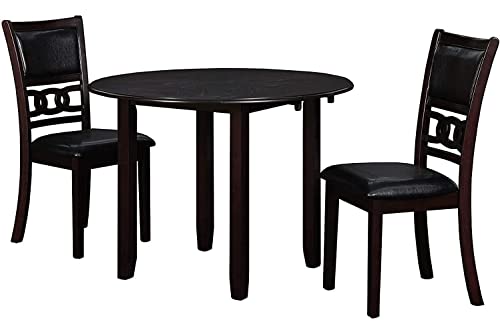 New Classic Furniture Gia Drop Leaf Dining Table with Two Chairs, 42", Ebony,EC-SOVKYDYFFO