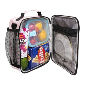 Lunch Bags for Boys Girls, Pink Marble Pattern Reusable Insulated Lunch Box Thermal Meal Tote Kit, Lunch Cooler Bag Organizer with Adjustable Shoulder Strap