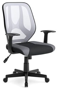 signature design by ashley beauenali home office swivel desk chair, 25"w x 23"d x 40"h, light gray & black