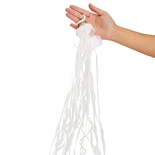 No Mess White Throw Streamers for Birthday Party, Wedding Reception, Grand Opening (30 Pack)