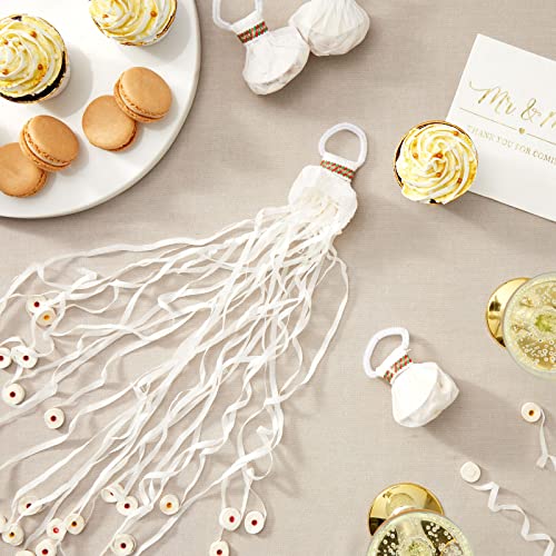 No Mess White Throw Streamers for Birthday Party, Wedding Reception, Grand Opening (30 Pack)