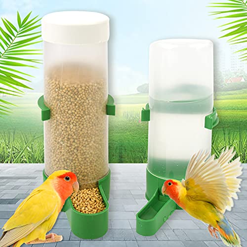 shangboyi Bird Water Dispenser, Automatic Plastic Seed & Water Dispenser, Tube Water Feeder for Parrot Canaries Finches Budgie (Middle Size: 90ml)