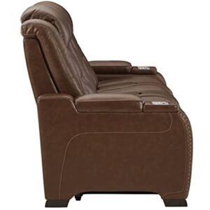 Signature Design by Ashley The Man-Den Reclining Sofa, Mahogany