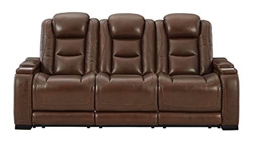 Signature Design by Ashley The Man-Den Reclining Sofa, Mahogany