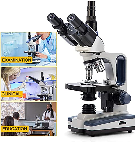 Swift SW 350T Compound Trinocular Microscope,40X-2500X Magnification,Two-Layer Mechanical Stage,with 5.0 mp Camera and Software Windows/Mac Compatible and 5 PCS Prepared Slides and 5 PCS Blank Slides