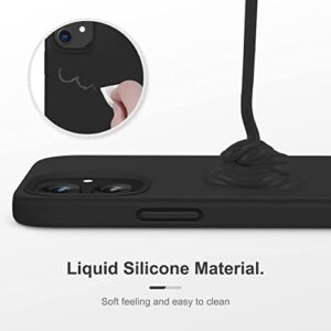 CellEver Silicone Case for iPhone 12, 12 Pro Slim Fit [2 Tempered 9H Glass Screen Protectors Included] Shockproof Phone Cover with [Soft Microfiber Lining] - Black